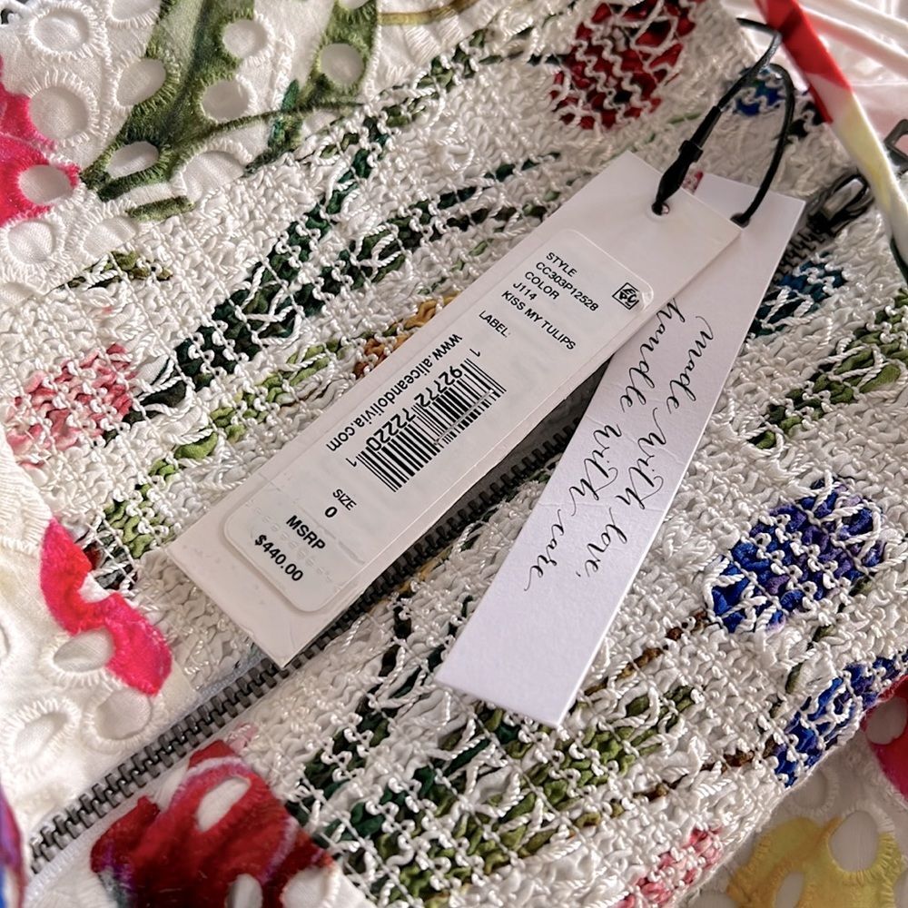 Alice + Olivia Rosette Floral Print Cotton Mini Dress, NWT, Size XS - Picture 15 of 16
